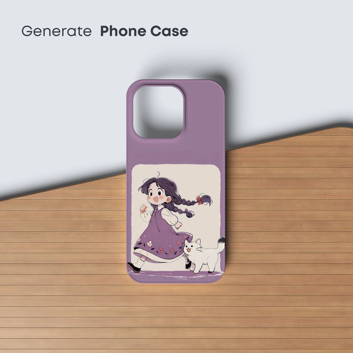 Charming Run: Girl and Cat in Whimsical Harmony - Image 3