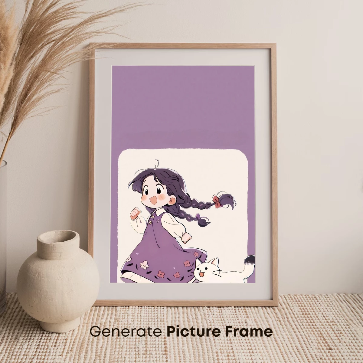 Charming Run: Girl and Cat in Whimsical Harmony - Image 7