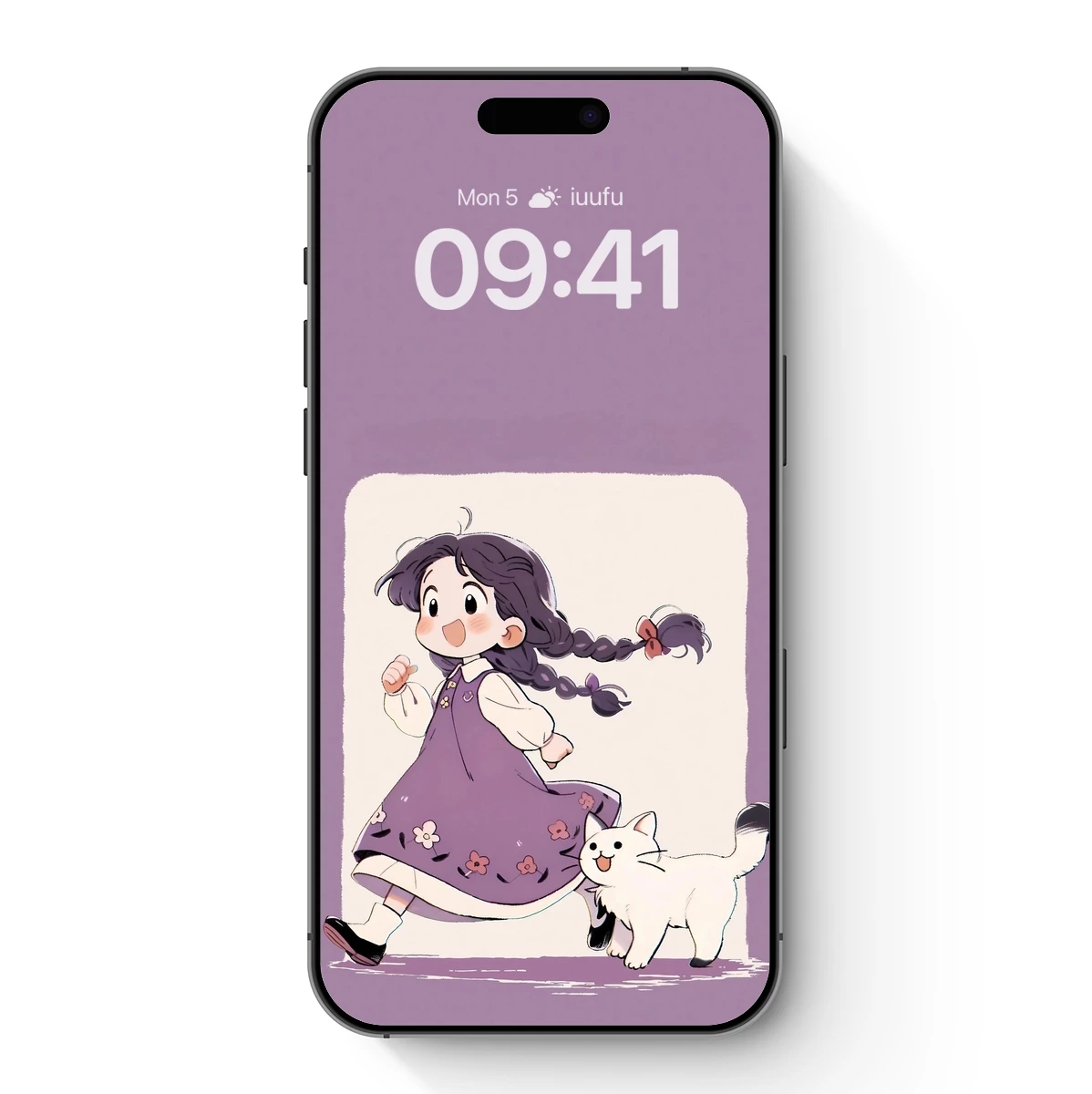 Charming Run: Girl and Cat in Whimsical Harmony