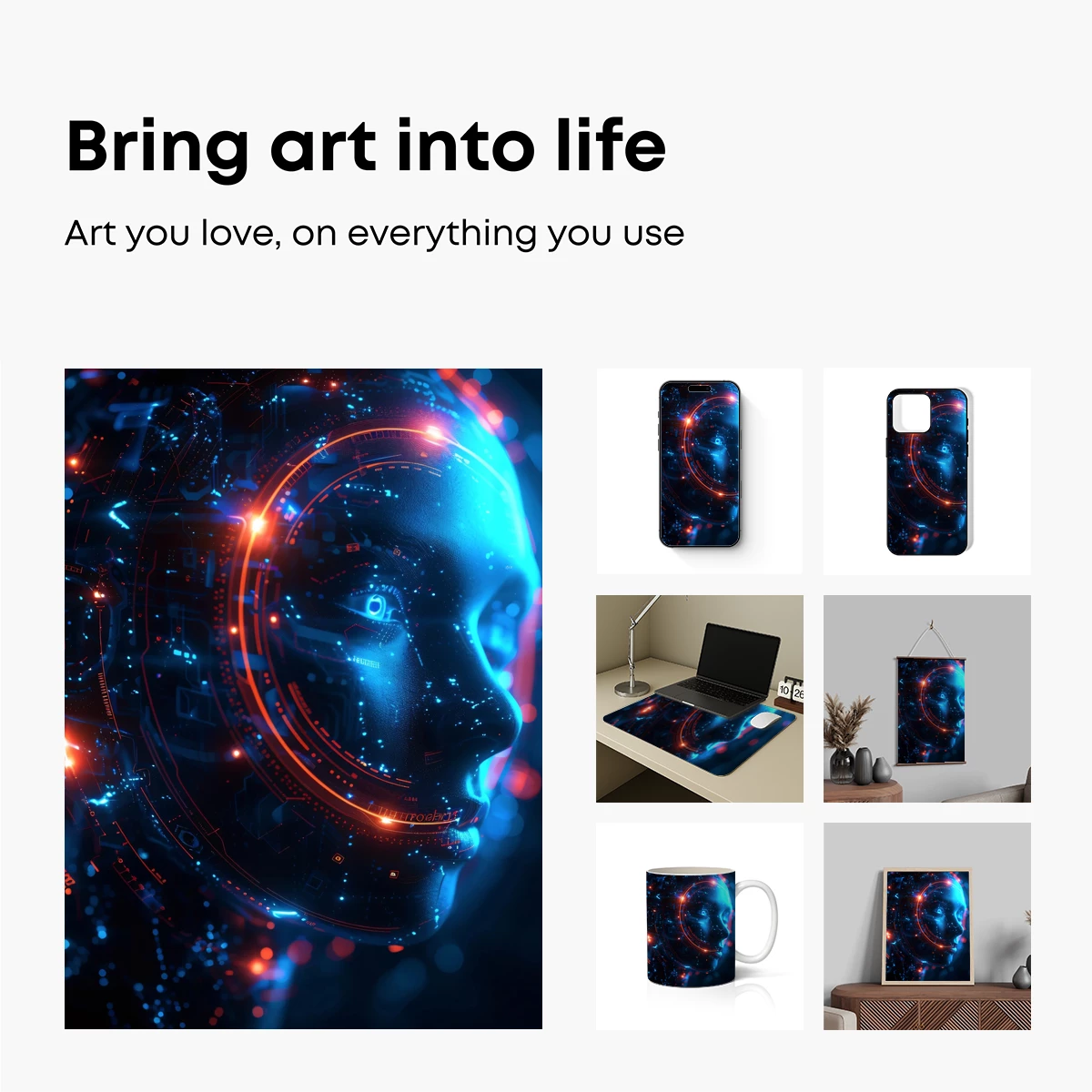 Cybernetic Vision: Futuristic Face in Neon Circuitry - Image 2