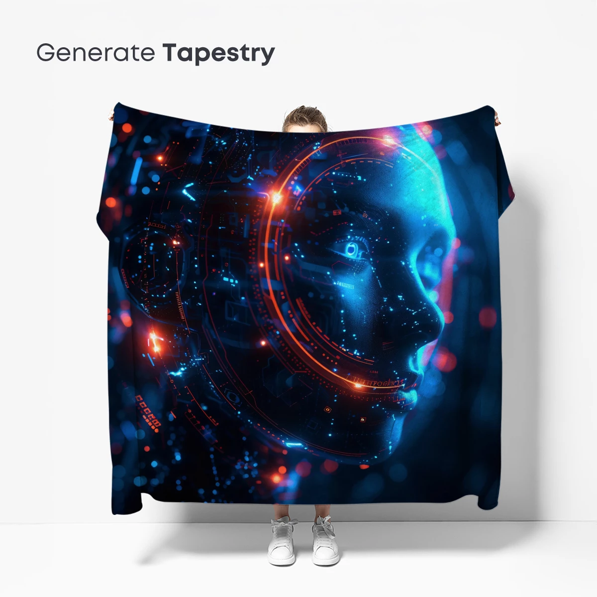 Cybernetic Vision: Futuristic Face in Neon Circuitry - Image 5