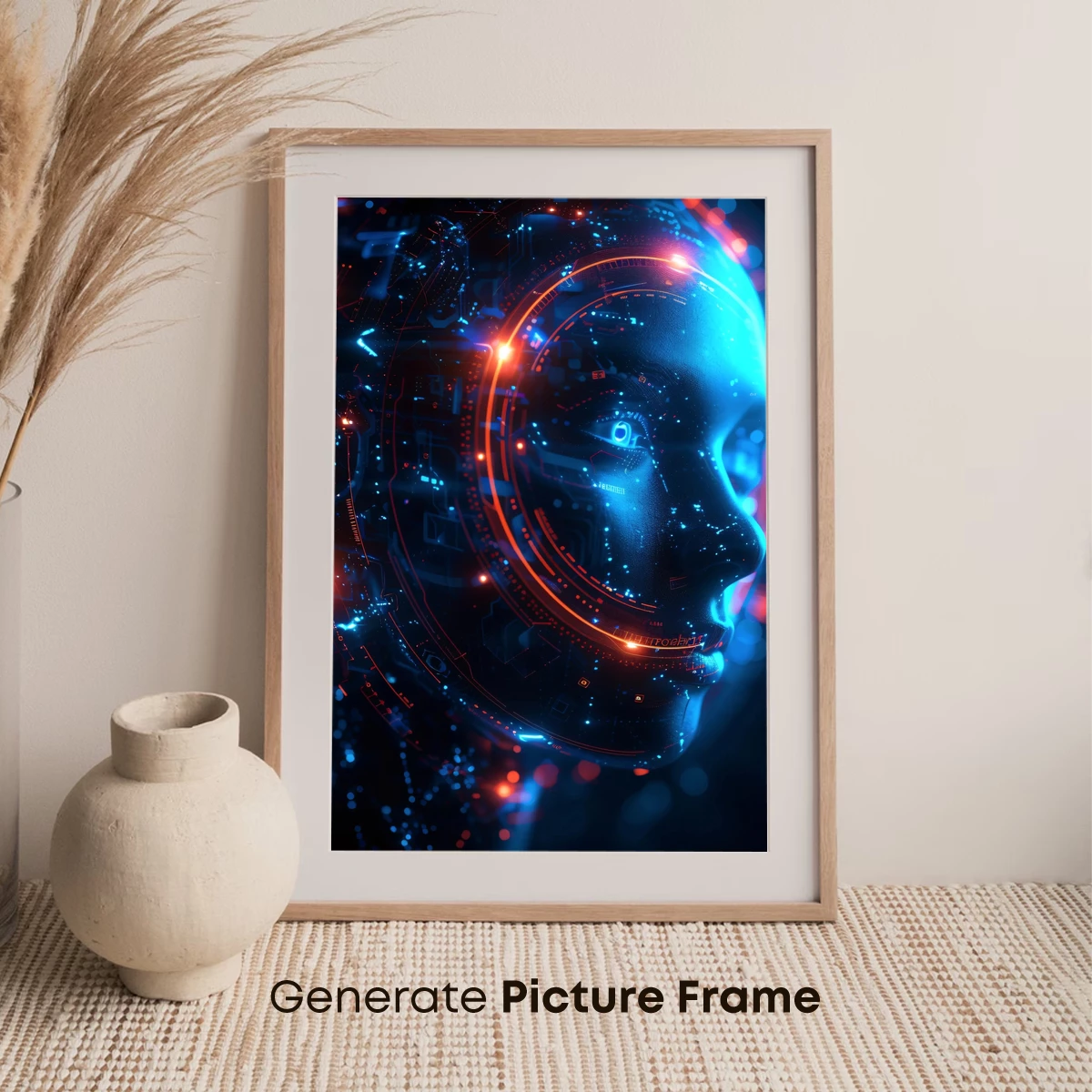 Cybernetic Vision: Futuristic Face in Neon Circuitry - Image 7