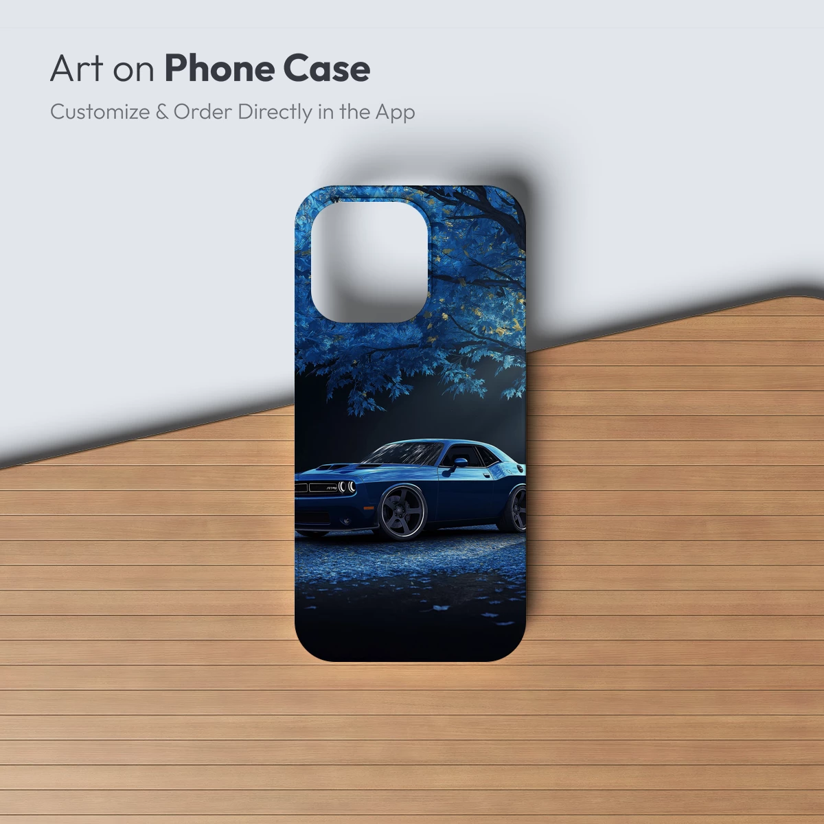 Blue Muscle Car Under Moonlit Canopy - Image 3