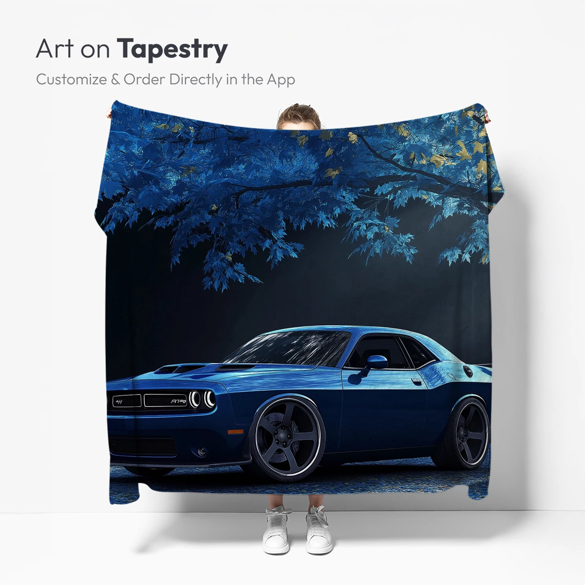 Blue Muscle Car Under Moonlit Canopy - Image 5