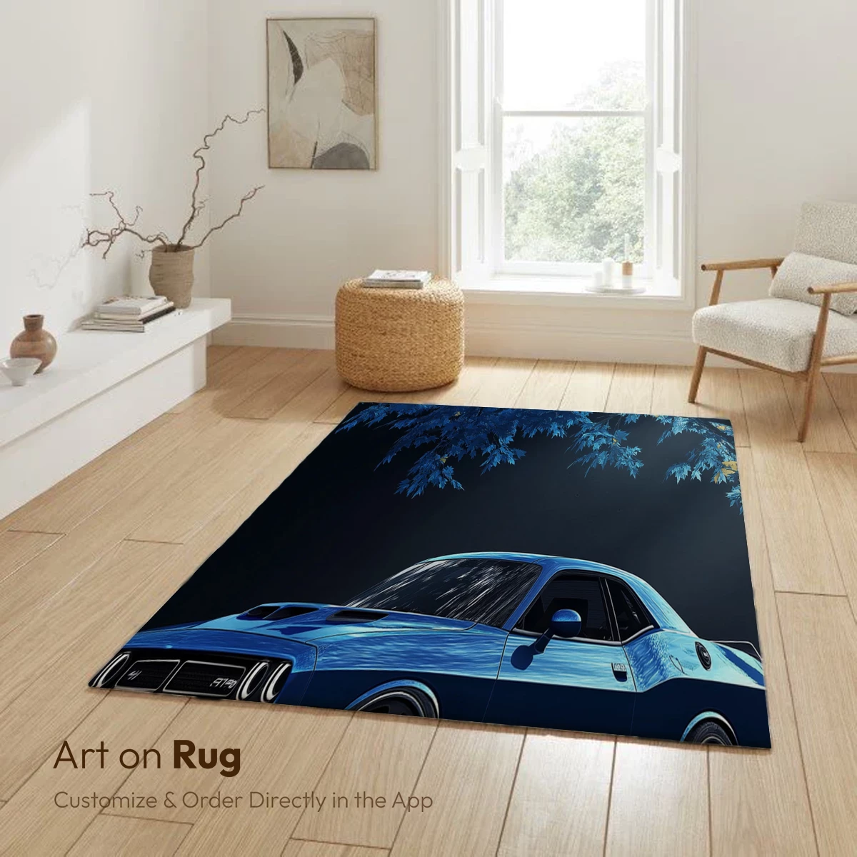 Blue Muscle Car Under Moonlit Canopy - Image 6