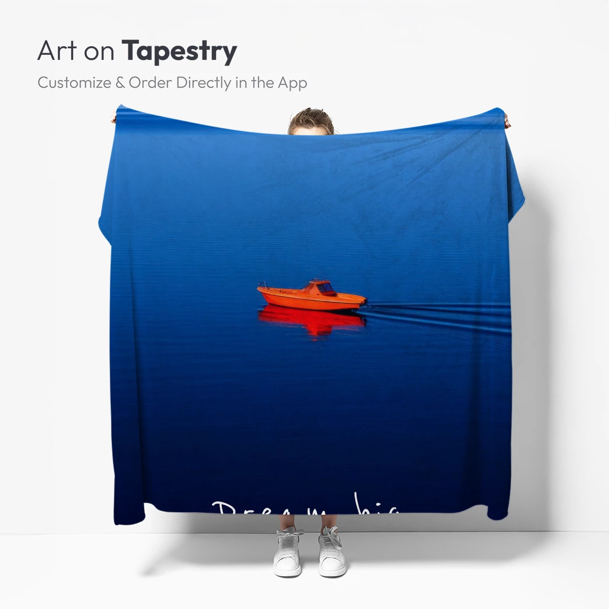 Orange Boat on Serene Blue: Dream Big - Image 4