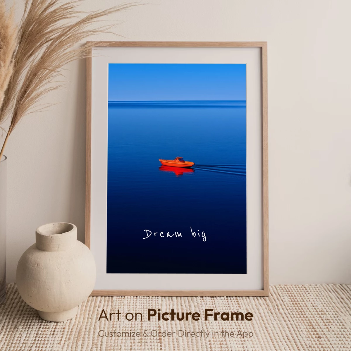 Orange Boat on Serene Blue: Dream Big - Image 6