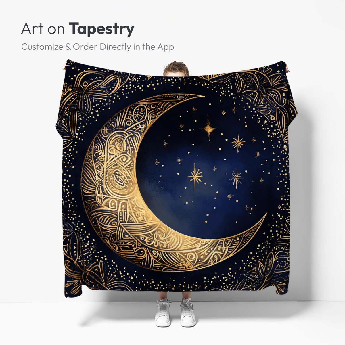 Golden Crescent Moon in Celestial Embrace - Image 5