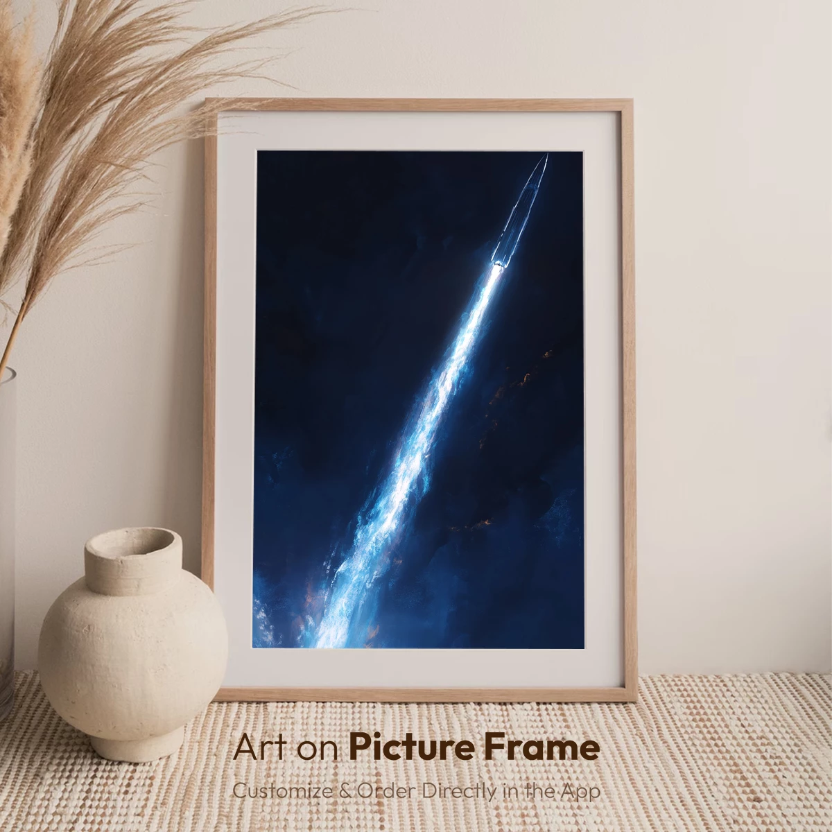 Ethereal Rocket Ascent: Cosmic Light Trail - Image 6