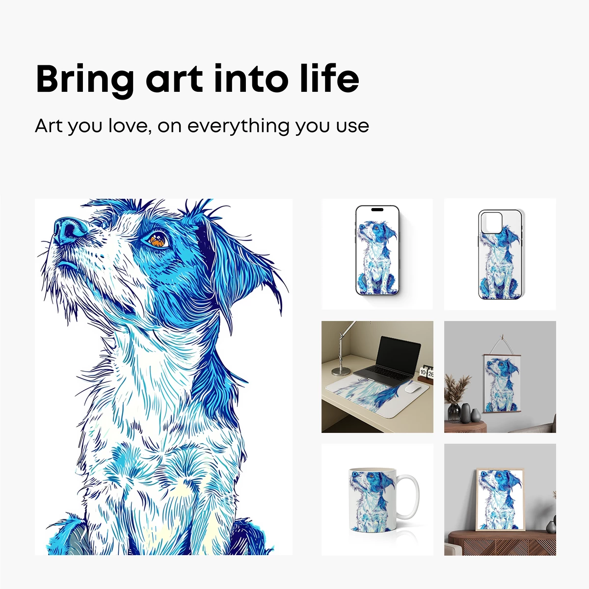 Electric Blue Canine: A Vibrant Sketch Art Tribute - Image 2