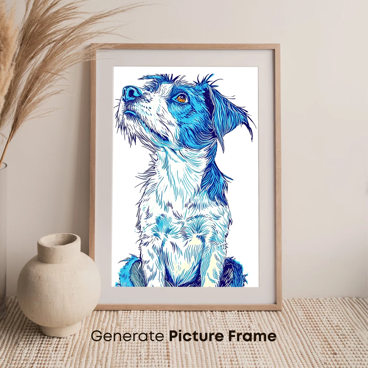 Electric Blue Canine: A Vibrant Sketch Art Tribute - Image 7
