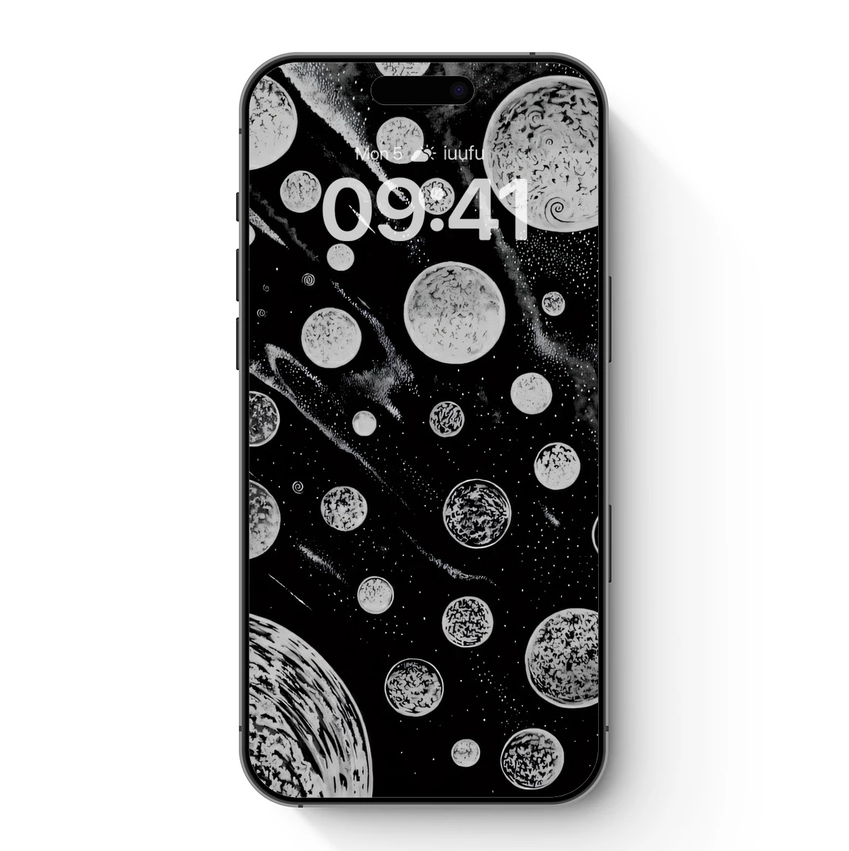 Cosmic Bubble Symphony: Monochrome Planetary Art