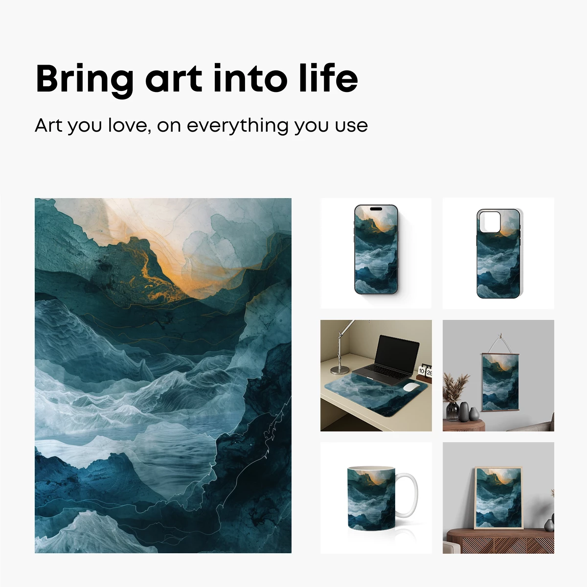 Ethereal Mountain Odyssey: Abstract Landscape Art - Image 2