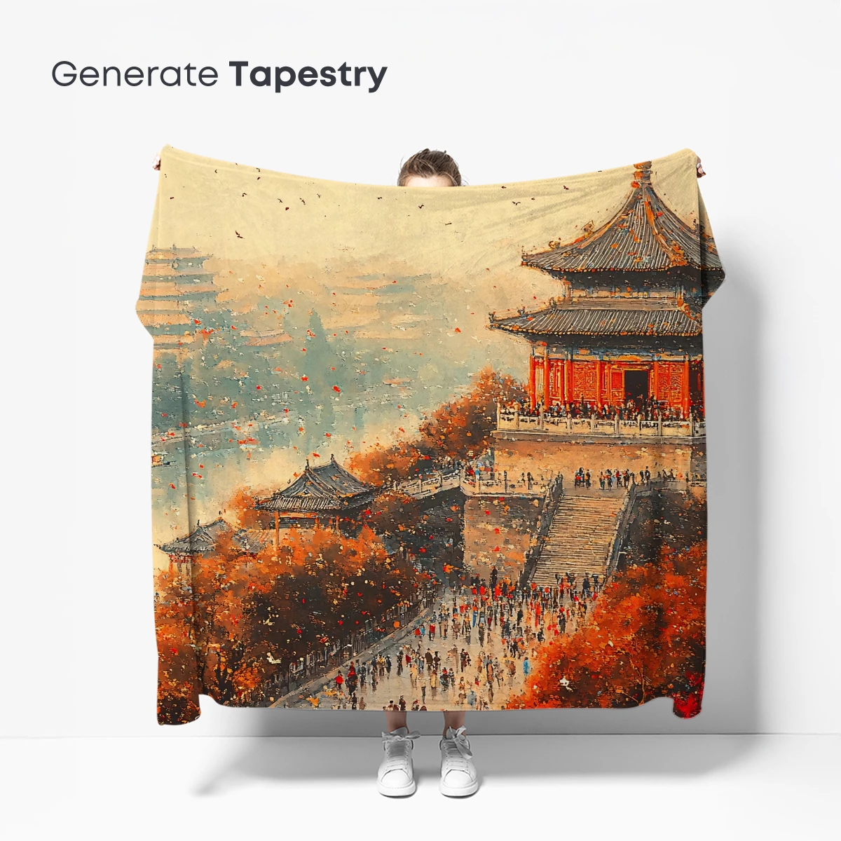 Autumnal Temple Serenade: A Vivid Oriental Dream - Image 5