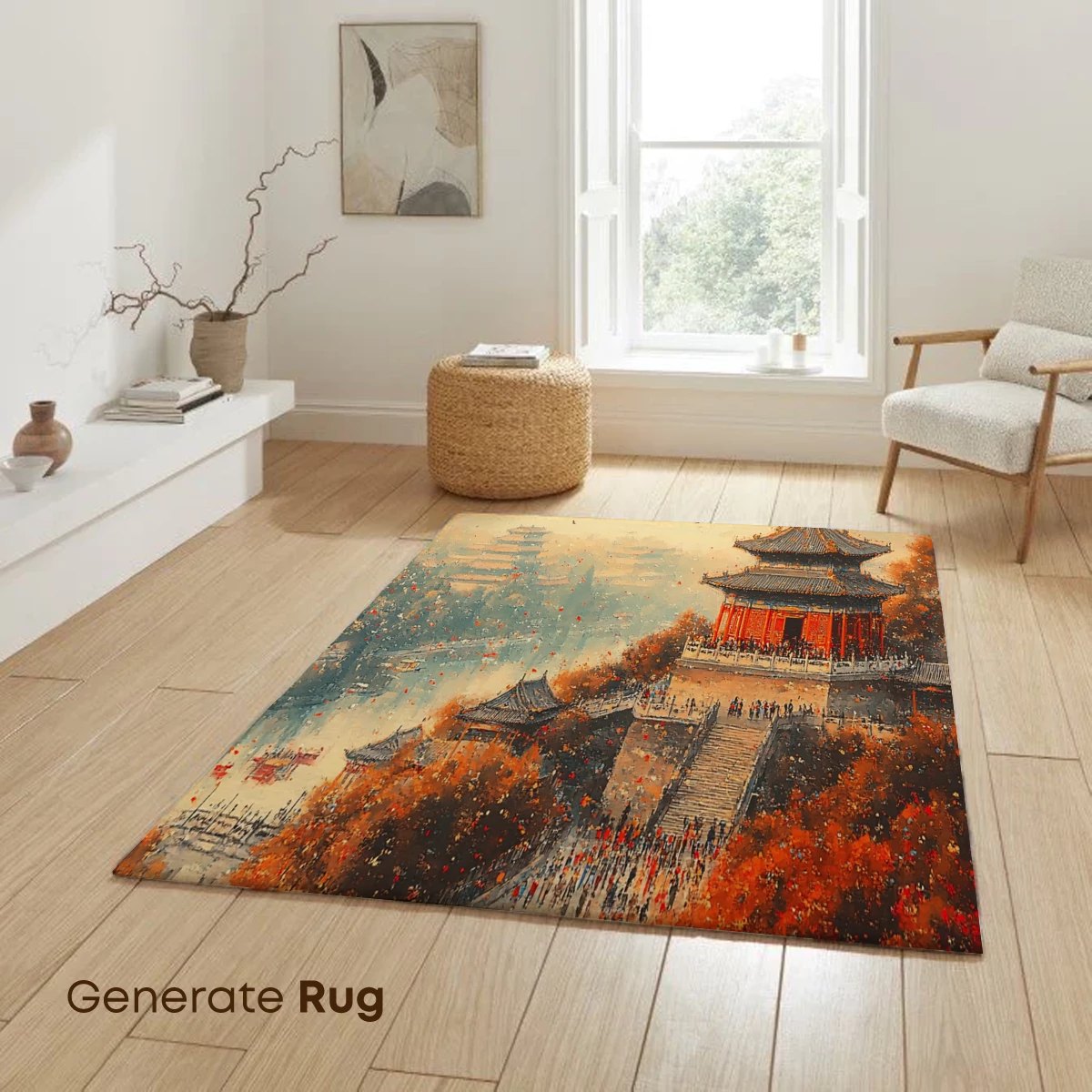 Autumnal Temple Serenade: A Vivid Oriental Dream - Image 6