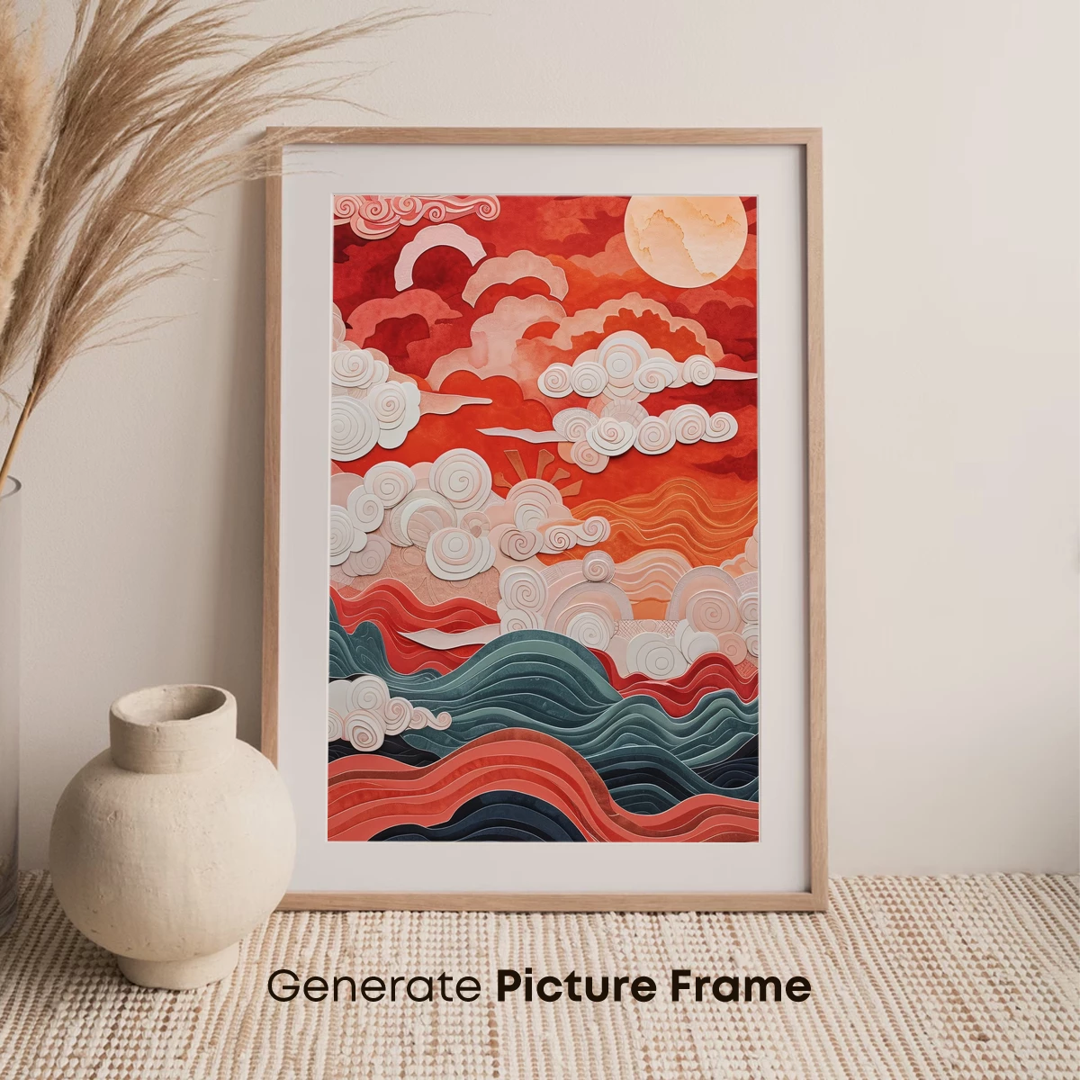 Crimson Skies and Ocean Waves: A Paper Art Odyssey - Image 7