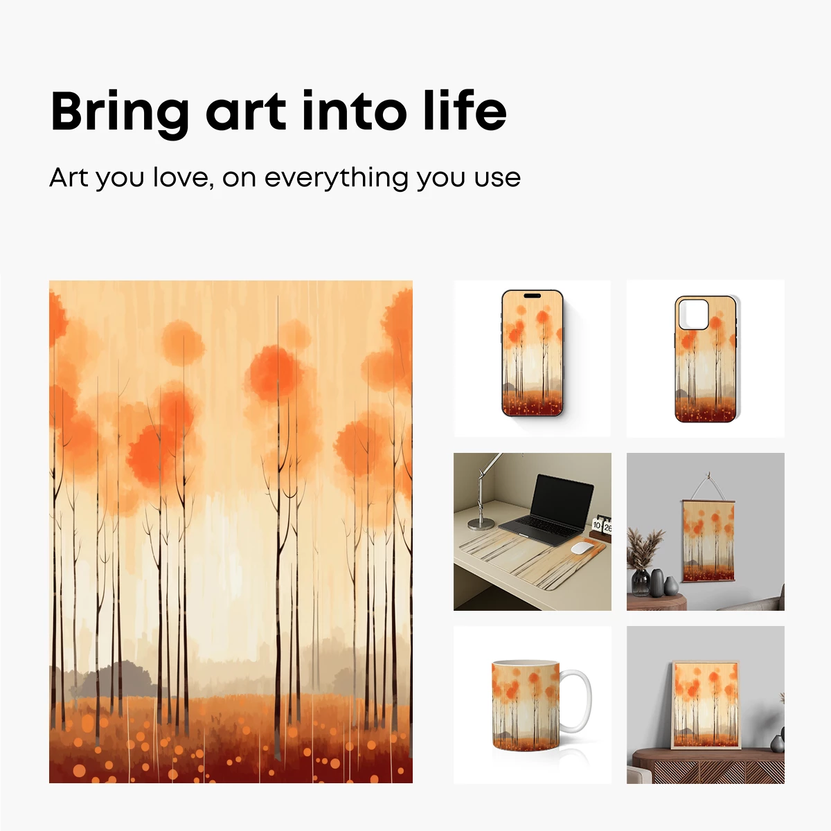 Autumnal Serenity: Bare Trees in a Misty Grove - Image 2