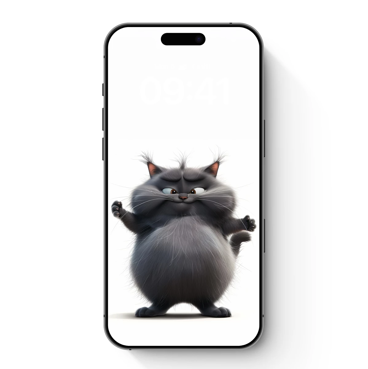 Fluffy Guardian: Whimsical Cat in Zen Pose