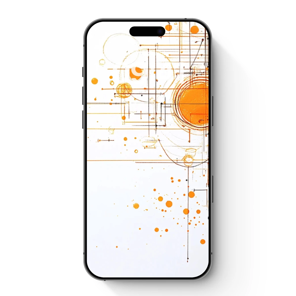 Geometric Orange Symphony: Abstract Circuit Art