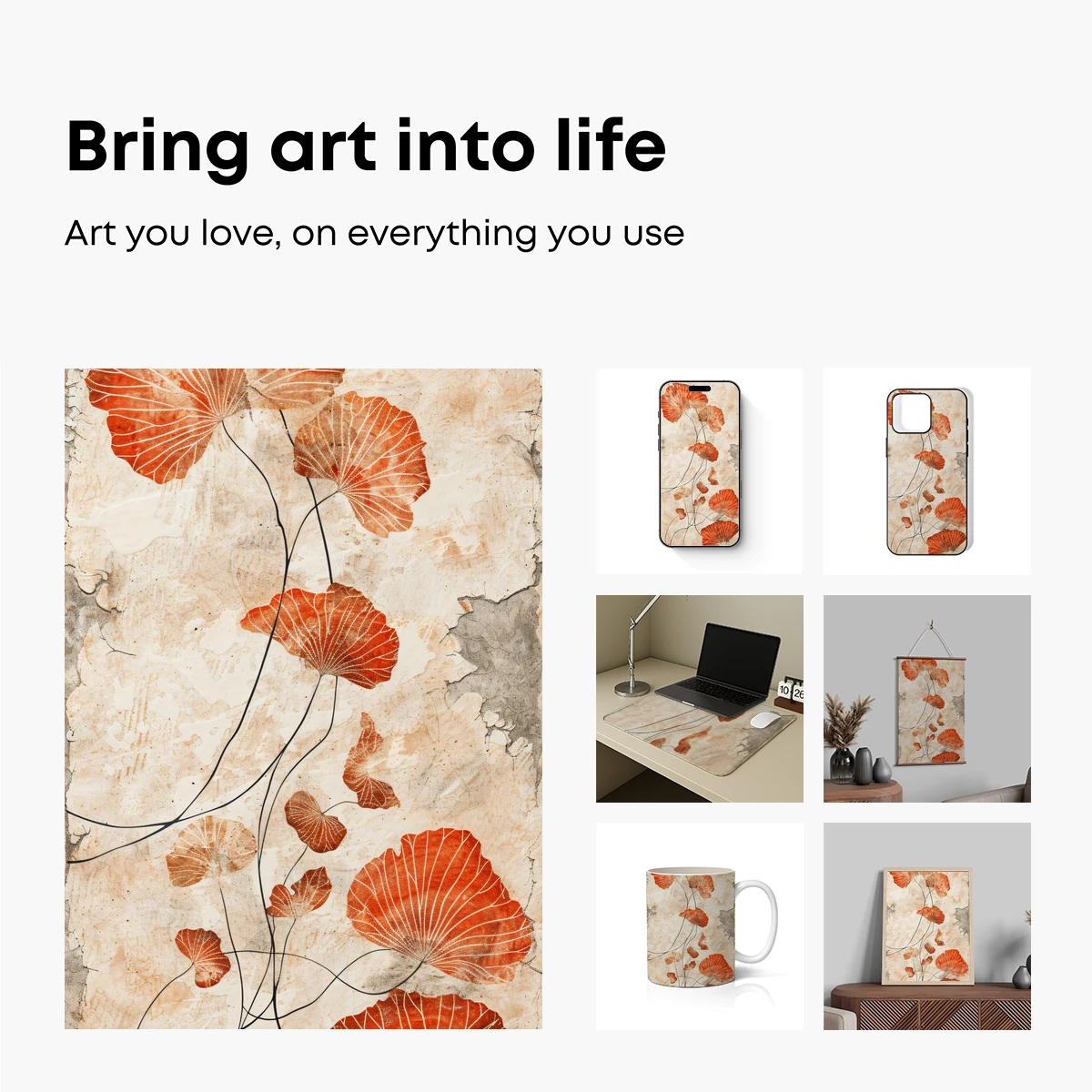 Autumn Ginkgo Elegance: Abstract Botanical Art - Image 2