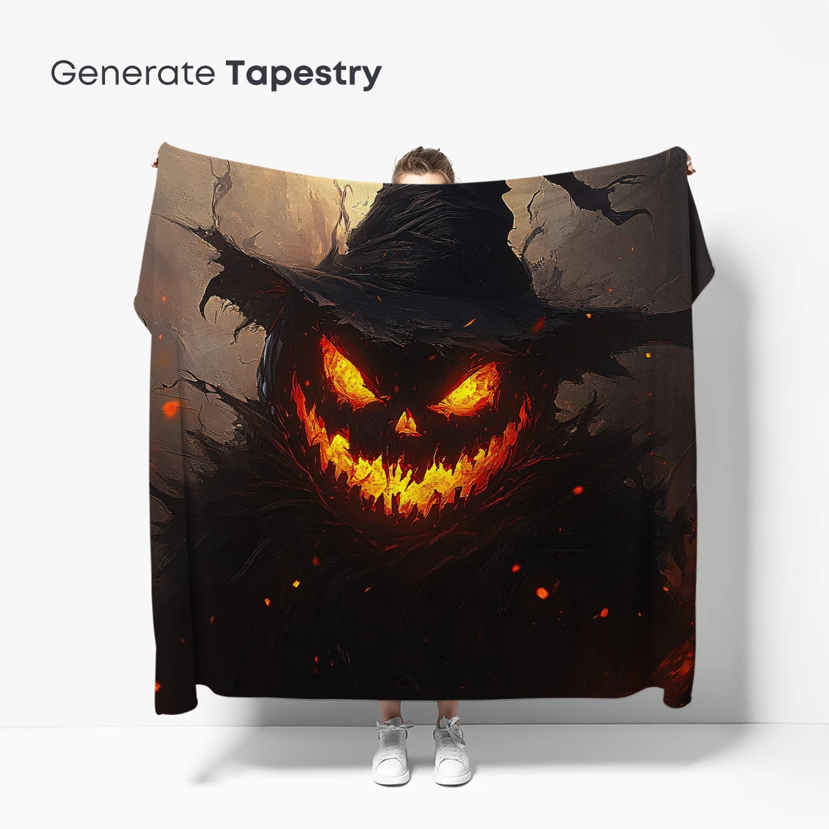 Fiery Pumpkin Witch: Halloween Horror Art - Image 5