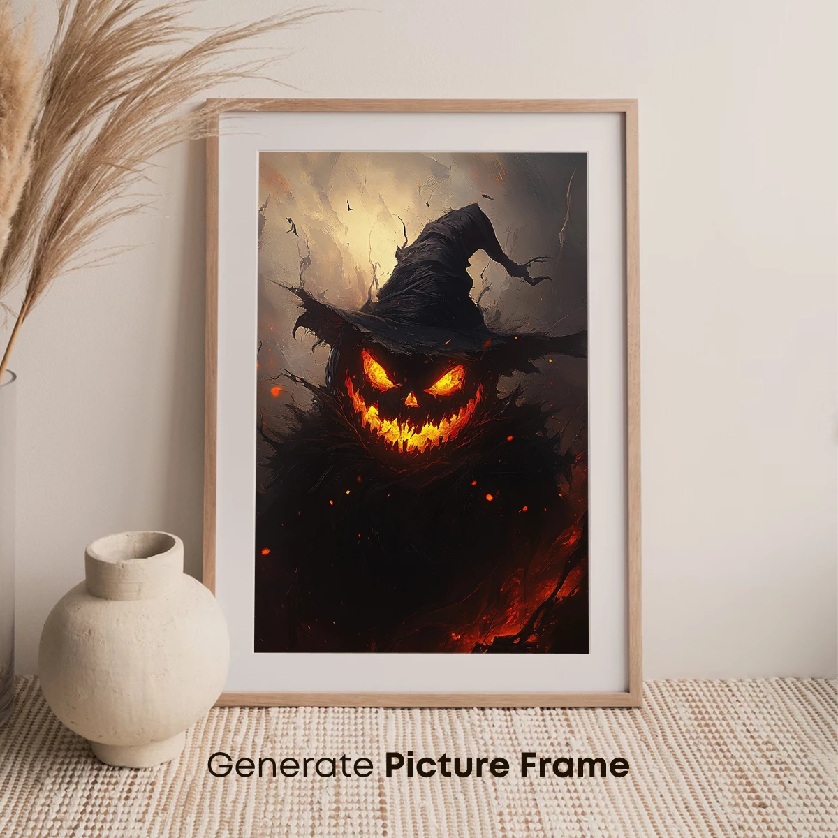 Fiery Pumpkin Witch: Halloween Horror Art - Image 7