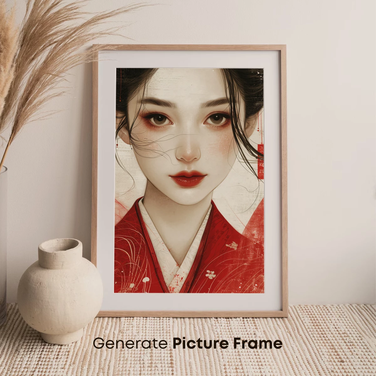 Elegant Geisha in Vermilion Kimono: Timeless Beauty Reimagined - Image 7