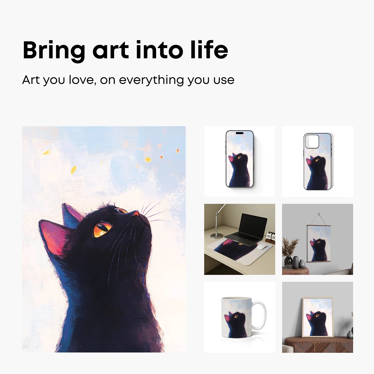 Ethereal Gaze: Black Cat in Dreamy Pastels - Image 2