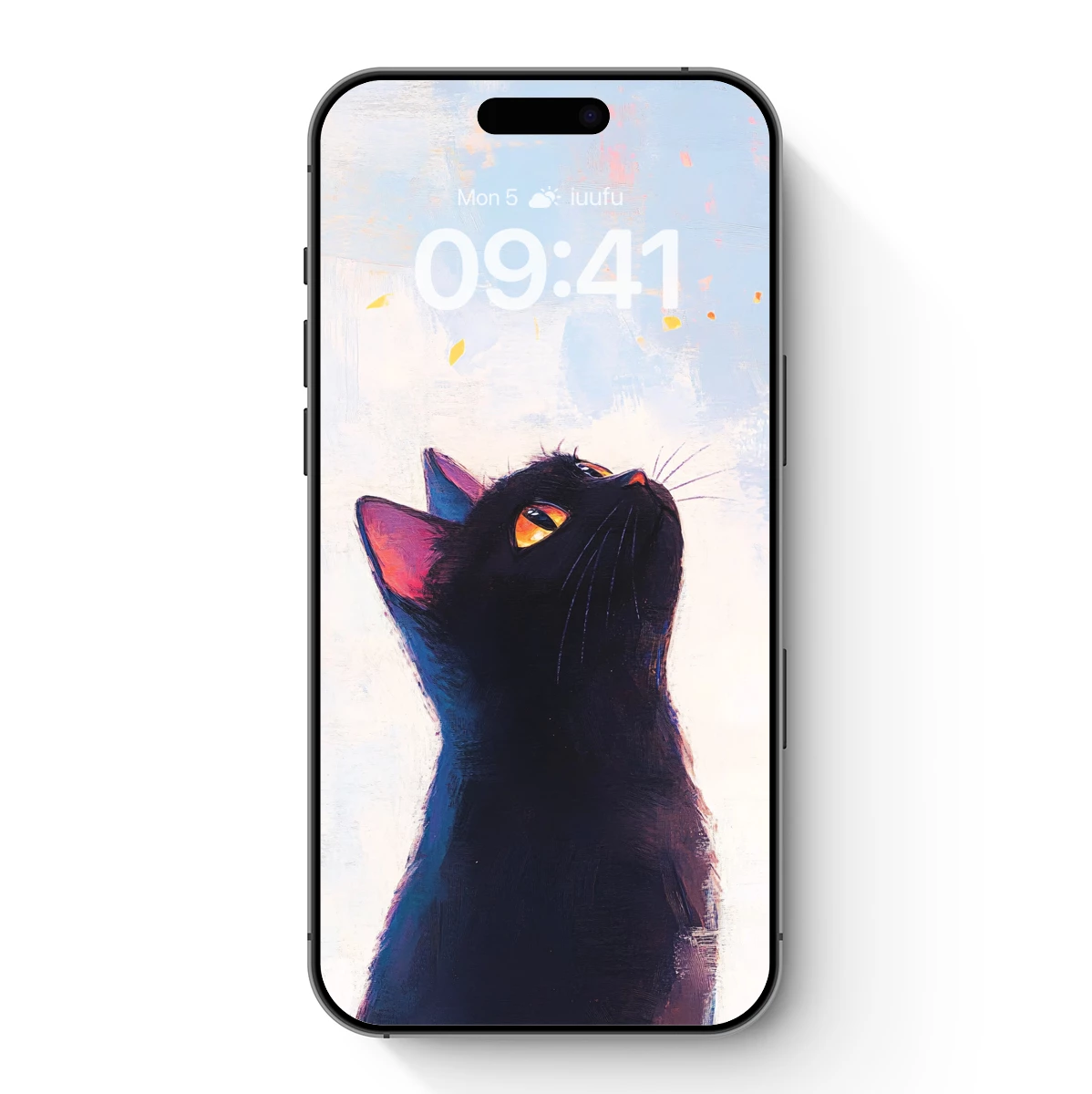 Ethereal Gaze: Black Cat in Dreamy Pastels