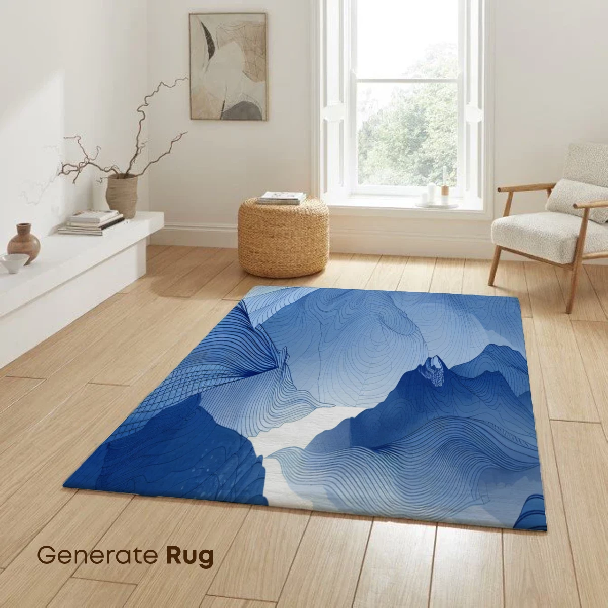 Blue Line Art Mountains: A Zen Landscape Symphony - Image 6