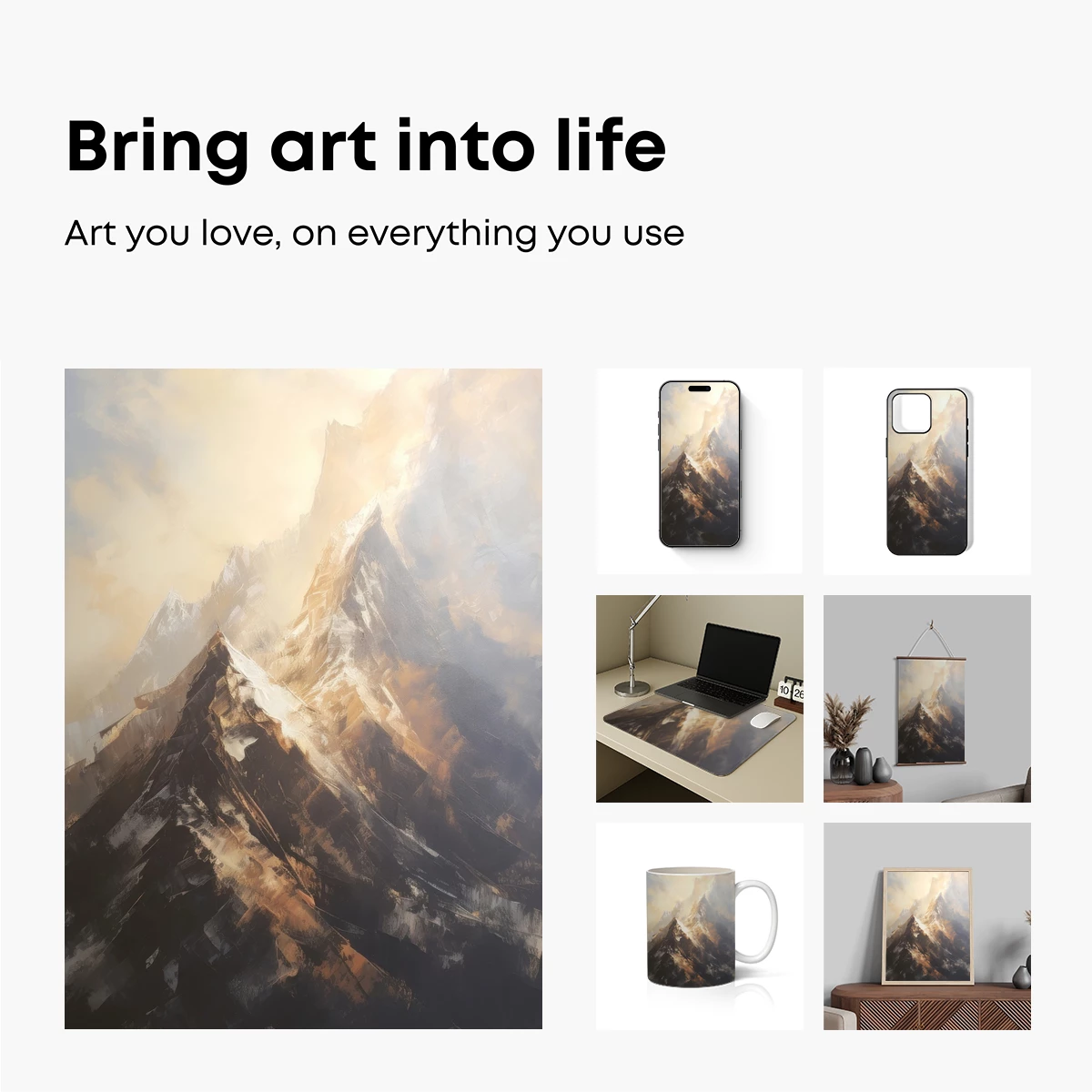 Golden Peaks: Majestic Mountain Artistry - Image 2