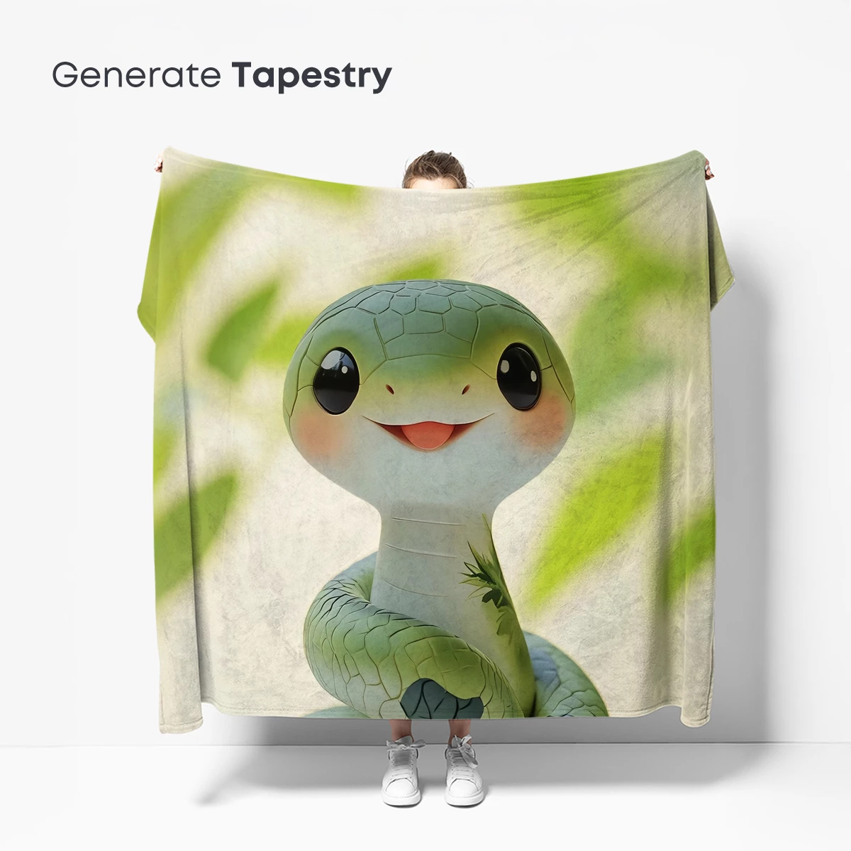 Charming Serpent Sculpture: Whimsical Green Snake Art - Image 5