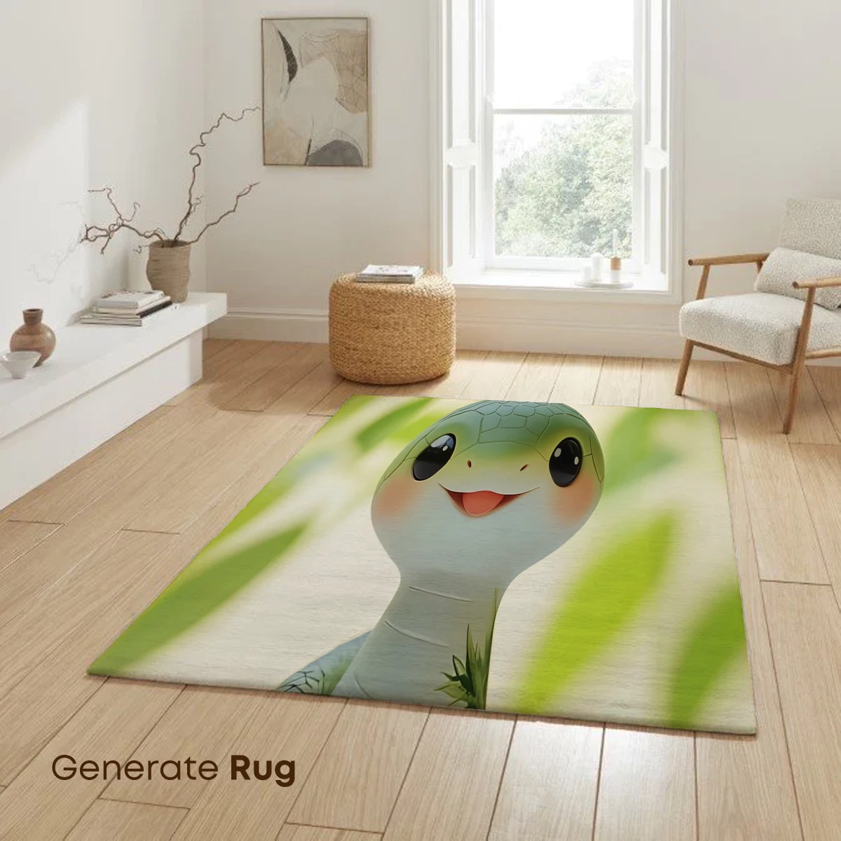 Charming Serpent Sculpture: Whimsical Green Snake Art - Image 6