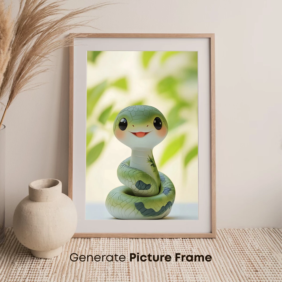 Charming Serpent Sculpture: Whimsical Green Snake Art - Image 7