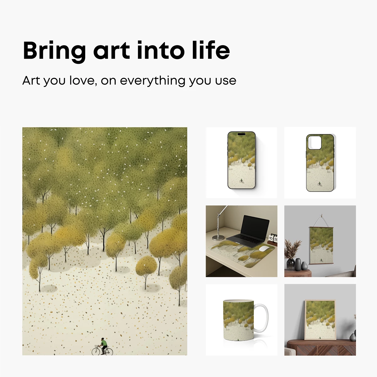 Autumnal Solitude: Cyclist Amidst Falling Leaves - Image 2