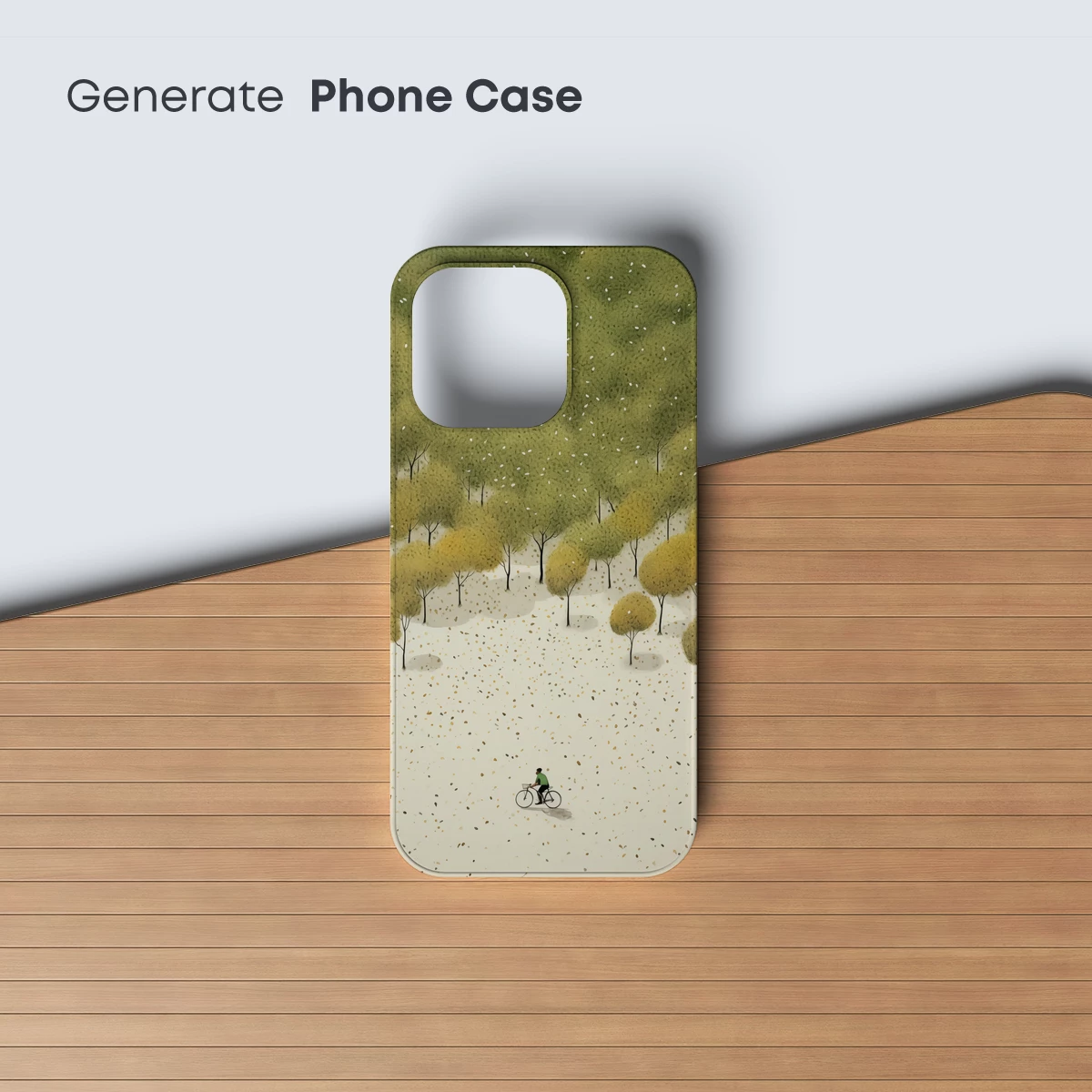 Autumnal Solitude: Cyclist Amidst Falling Leaves - Image 3