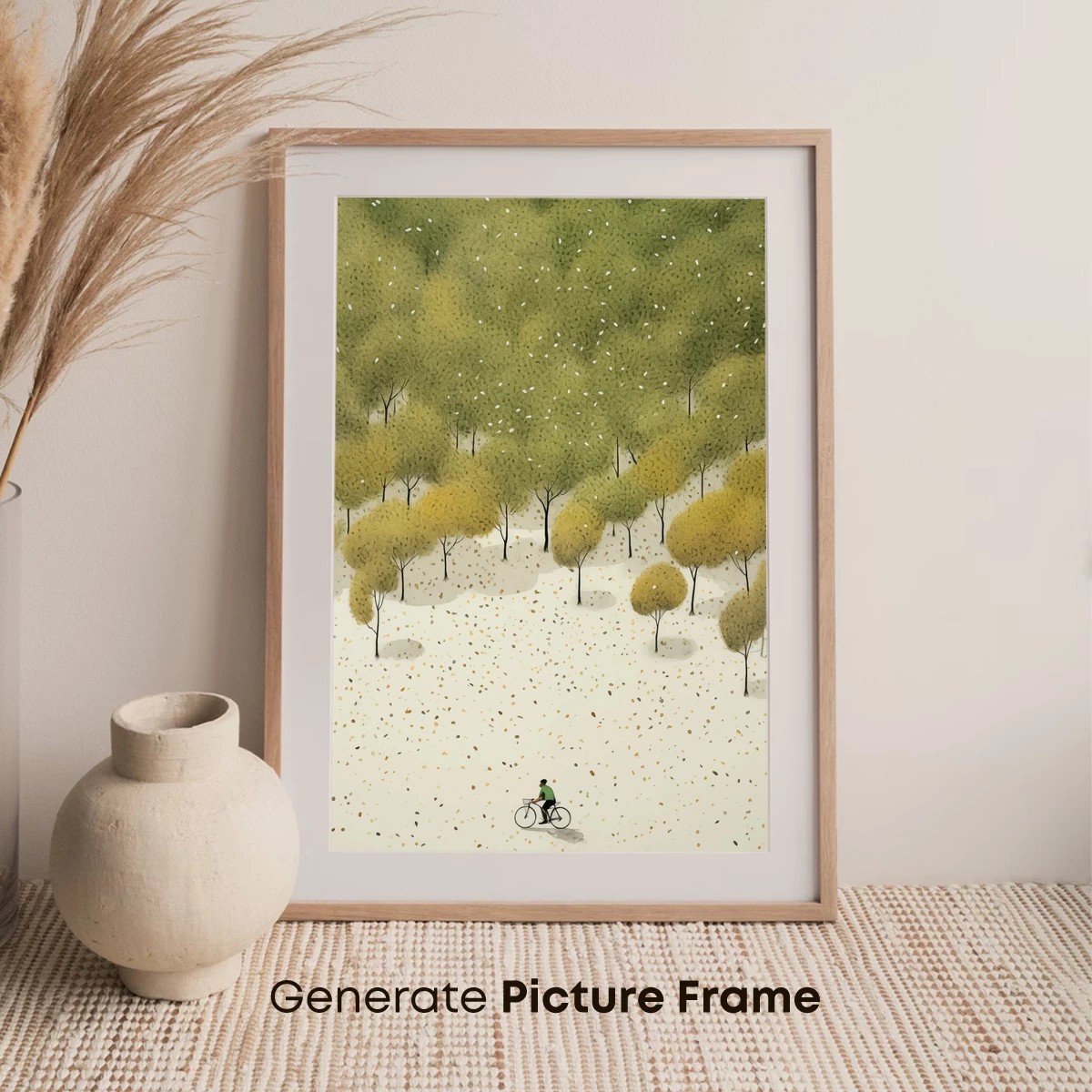 Autumnal Solitude: Cyclist Amidst Falling Leaves - Image 7