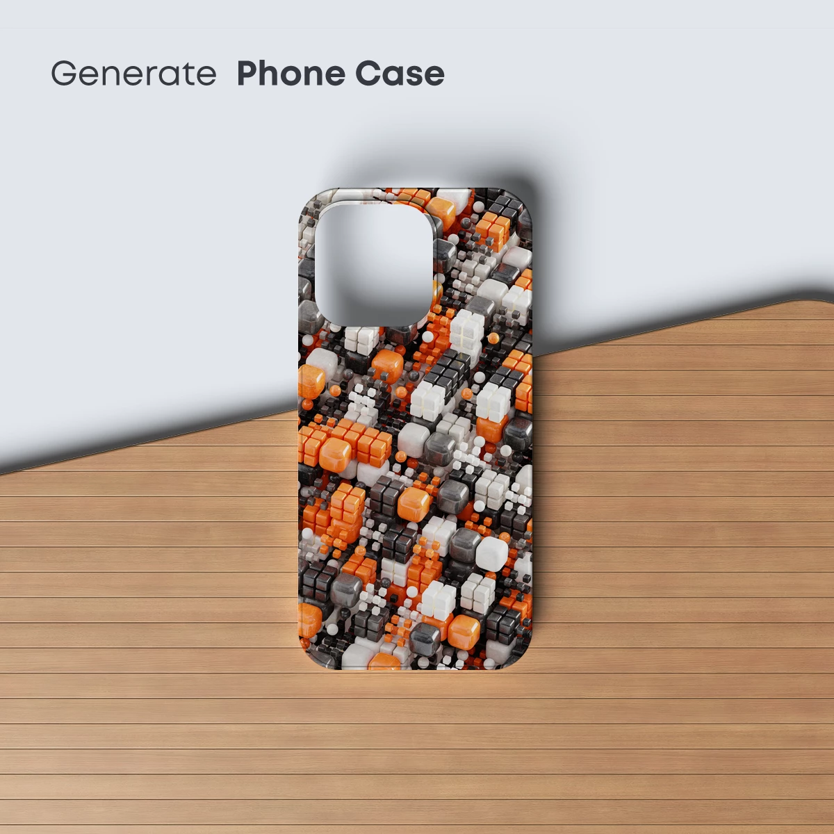 Cubist Mosaic Symphony: Orange, White, and Gray Harmony - Image 3