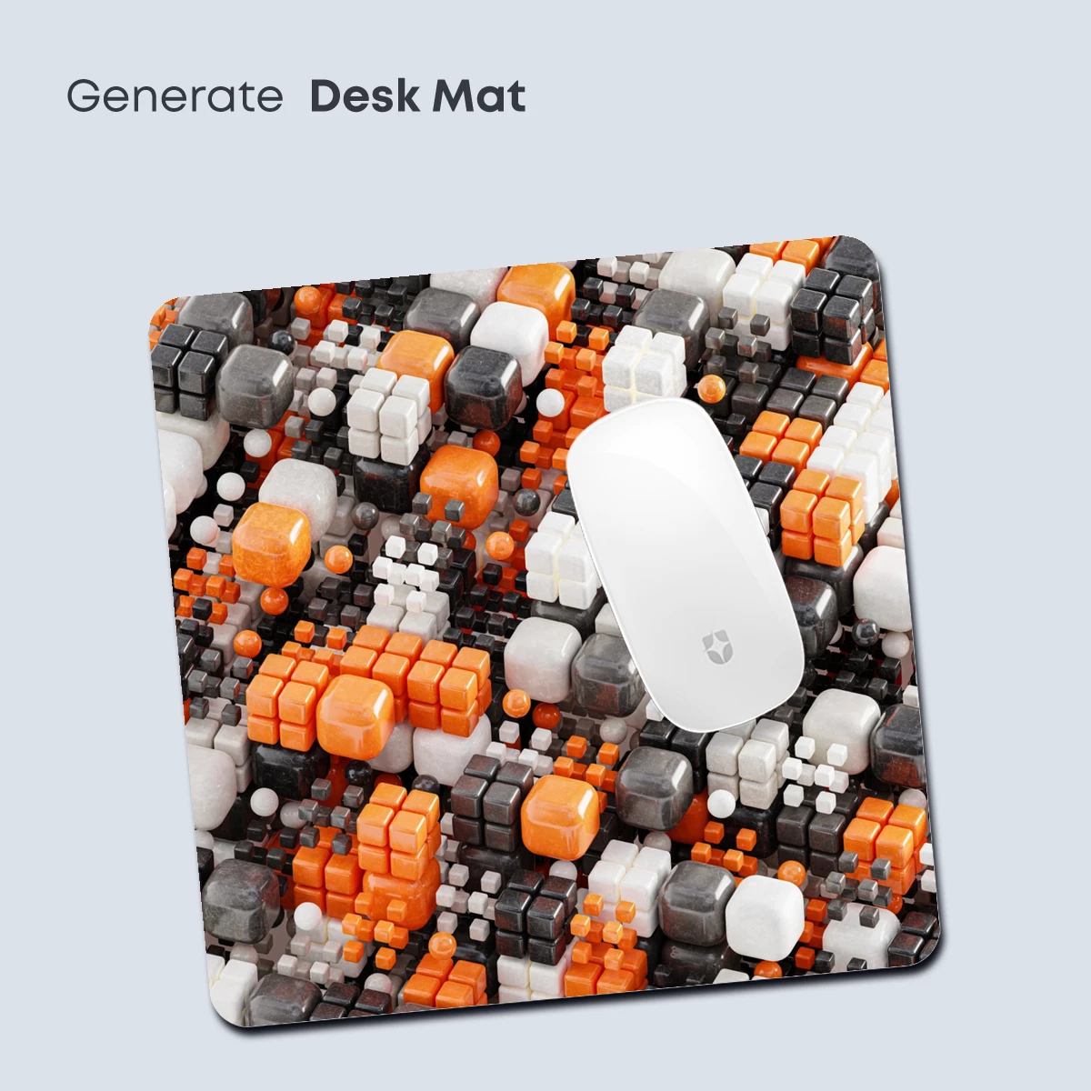 Cubist Mosaic Symphony: Orange, White, and Gray Harmony - Image 4