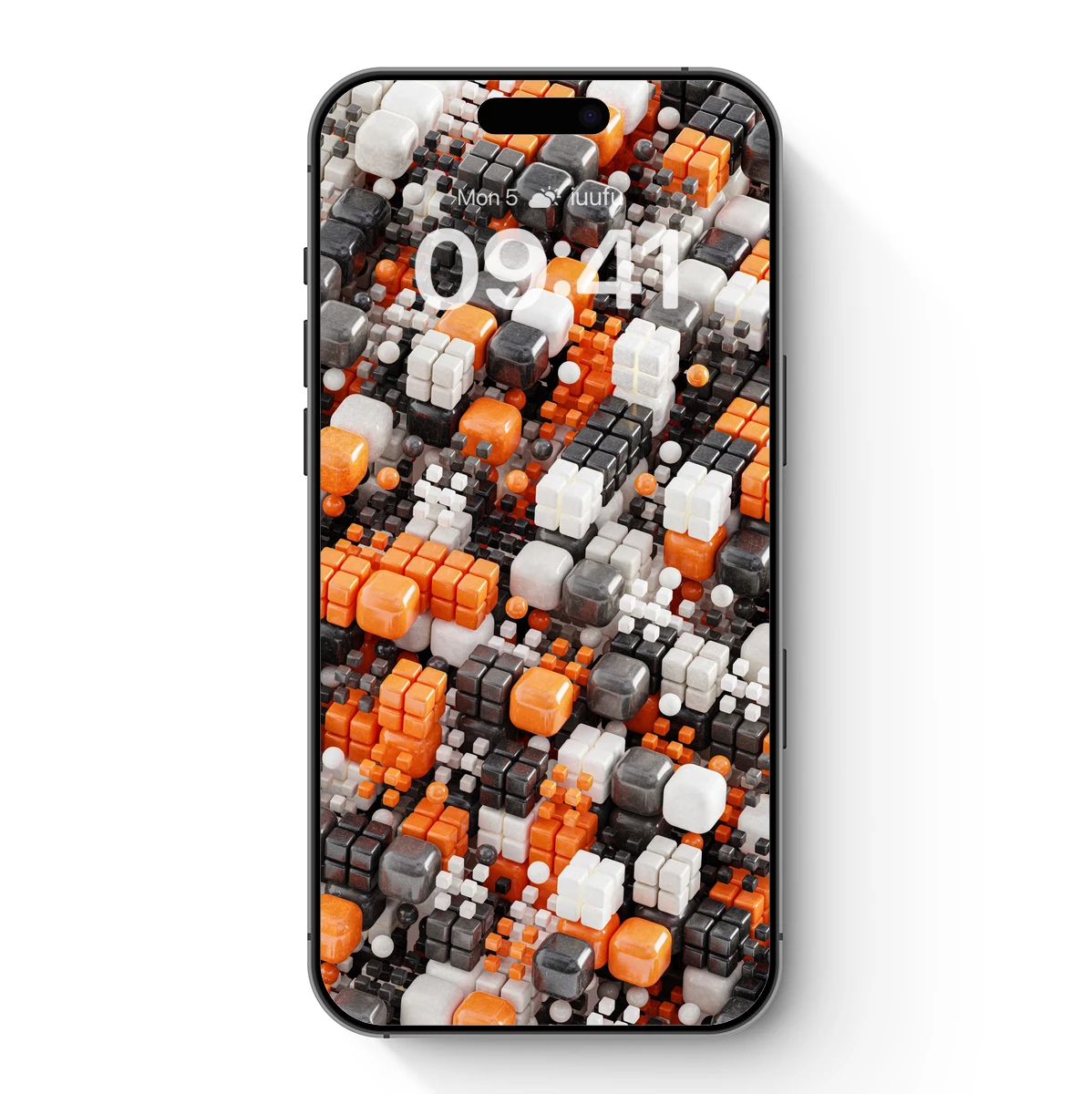 Cubist Mosaic Symphony: Orange, White, and Gray Harmony