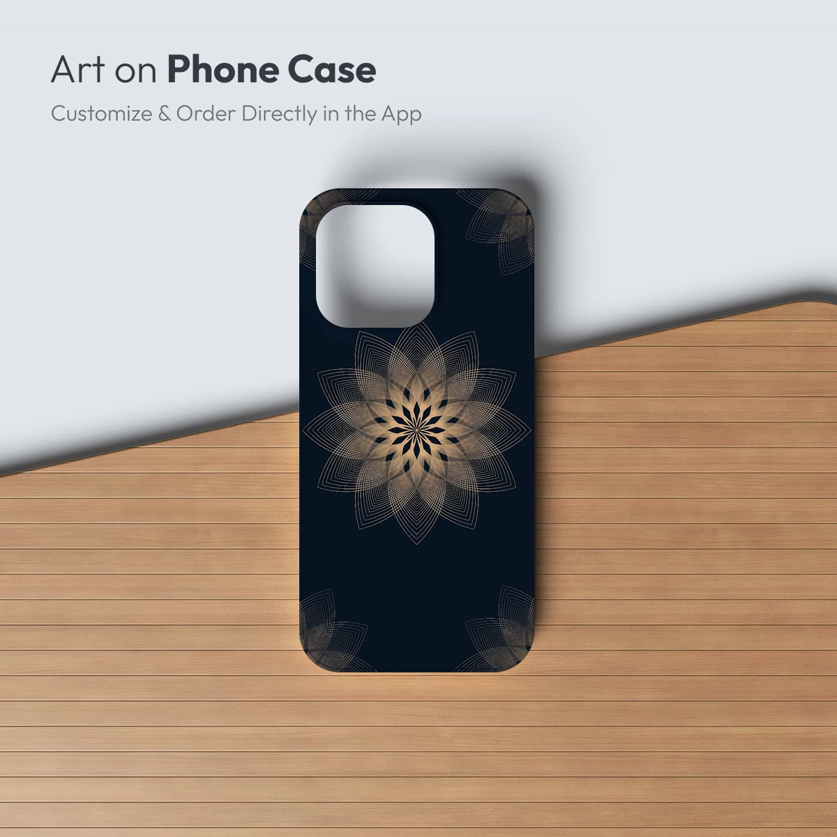 Ethereal Lotus Bloom: Golden Lines on Midnight Blue - Image 3