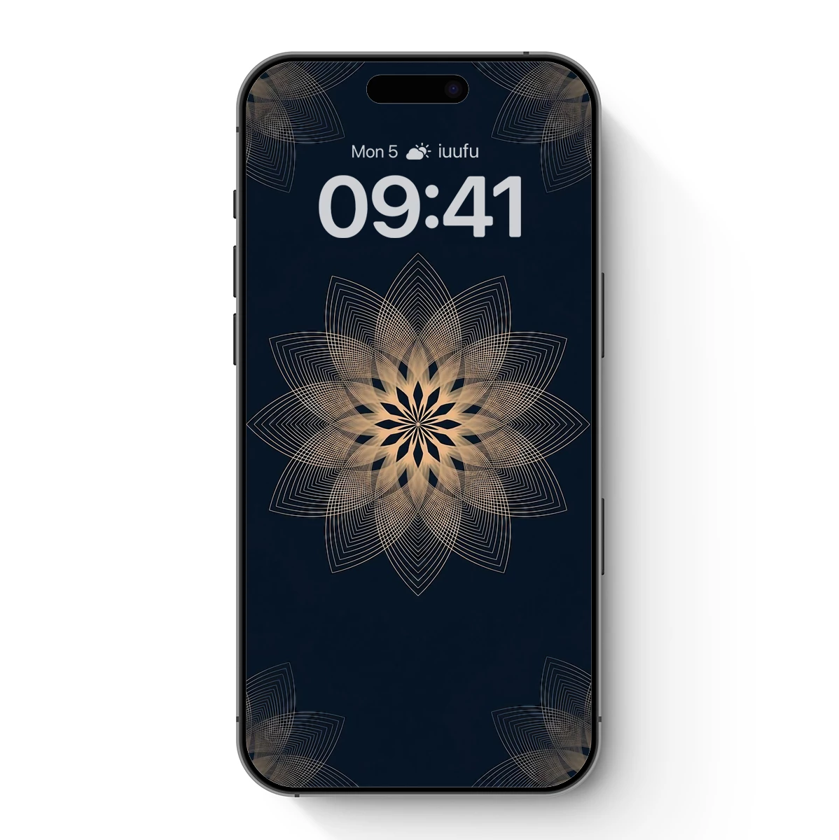 Ethereal Lotus Bloom: Golden Lines on Midnight Blue