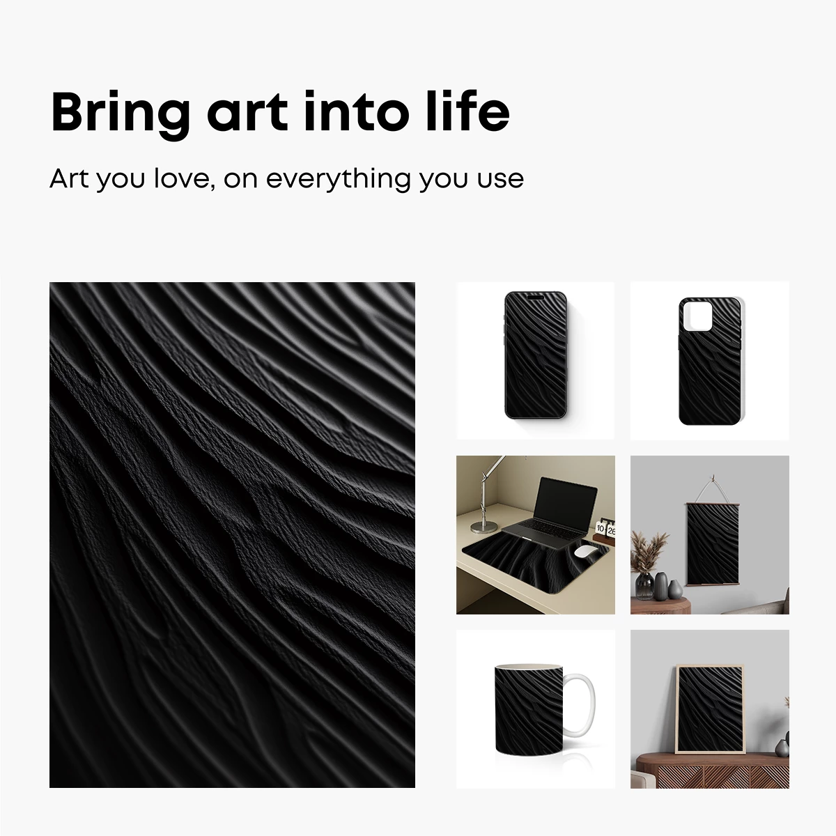 Elegant Black Silk Waves