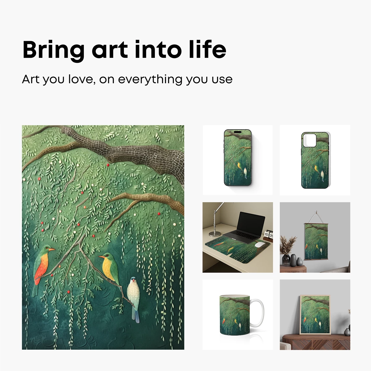 Enchanted Avian Canopy: A Verdant Tapestry of Birds and Branches - Image 2