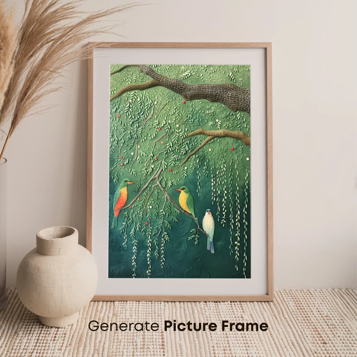 Enchanted Avian Canopy: A Verdant Tapestry of Birds and Branches - Image 7