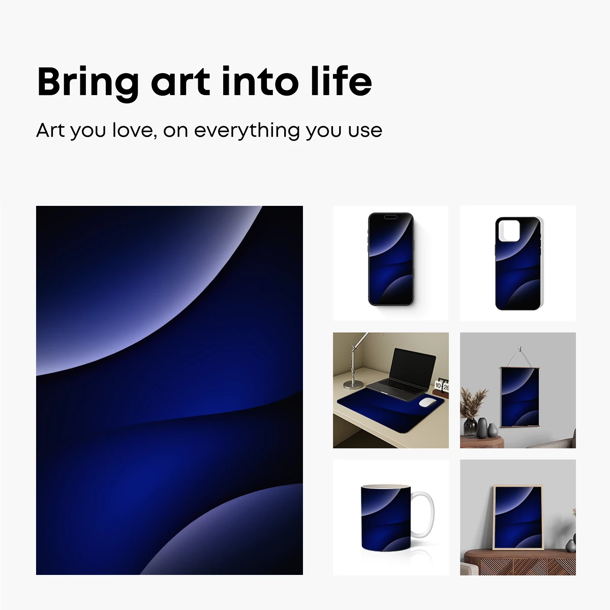 Eclipse of Serenity: Blue Abstract Curves - Image 2