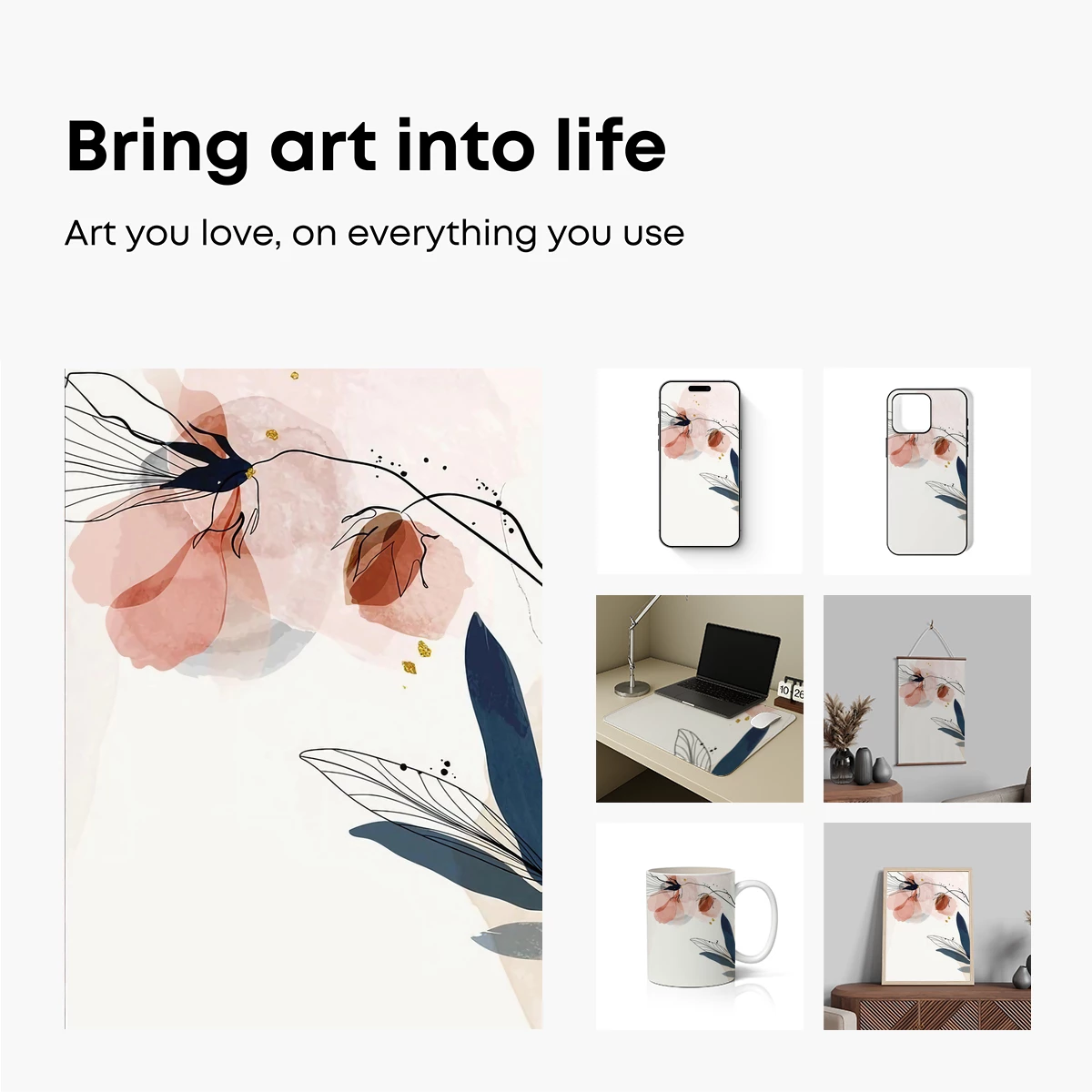 Abstract Floral Whispers: Minimalist Blossom Art - Image 2