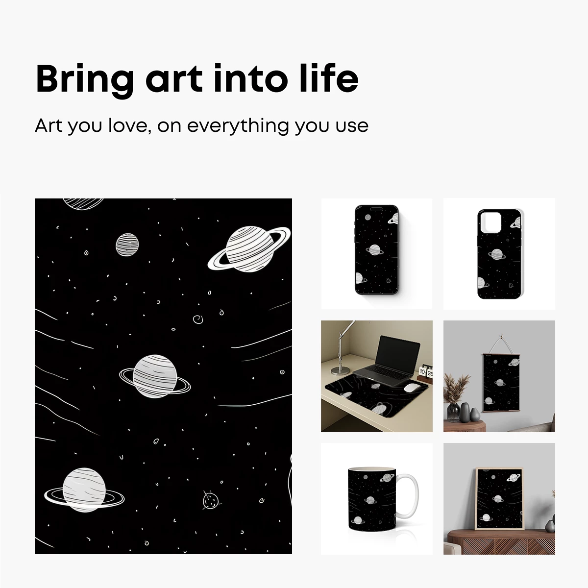 Cosmic Sketch: Hand-Drawn Planets in Night Sky - Image 2