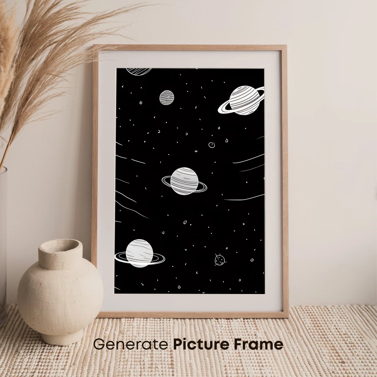 Cosmic Sketch: Hand-Drawn Planets in Night Sky - Image 7