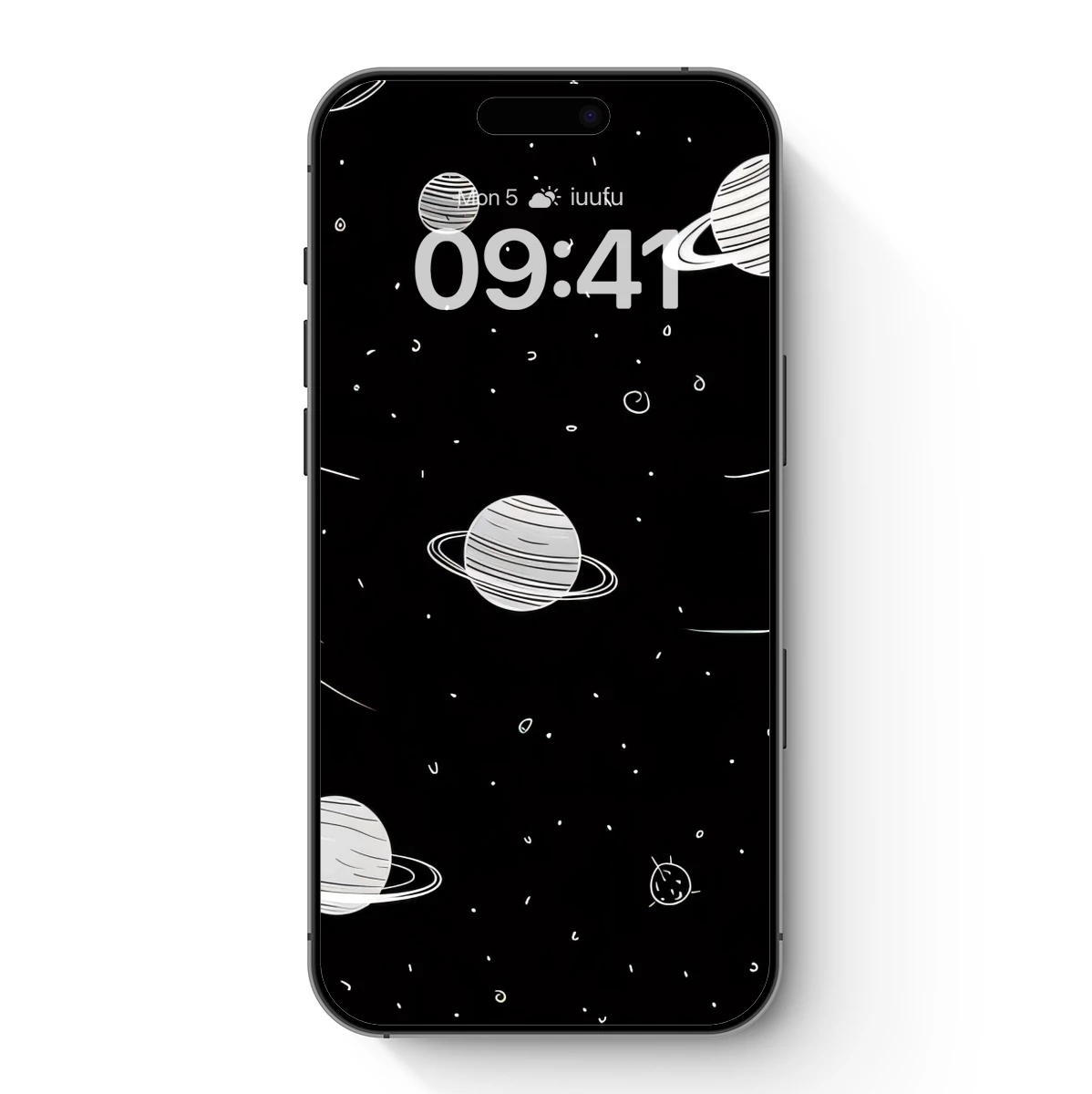 Cosmic Sketch: Hand-Drawn Planets in Night Sky